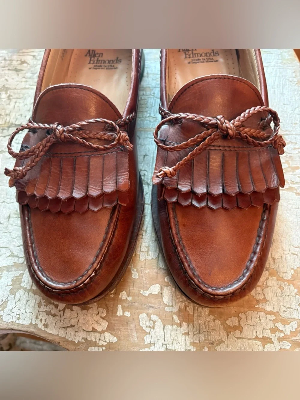 Allen Edmonds Woodstock Kiltie Loafers Brown Men's 10.5 D USA Leather Slip On